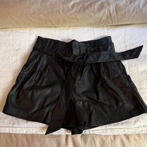 Zara Black High Waist Leather Shorts